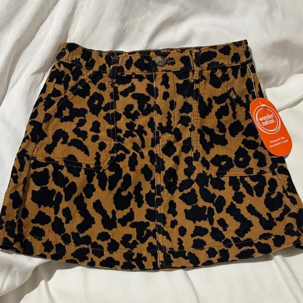 Wonder Nation M 7/8 Black and Brown Animal Print Skirt nwt perfect soft material